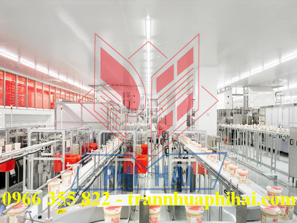 trần nhựa nhà máy chế biến mì gói đóng ly